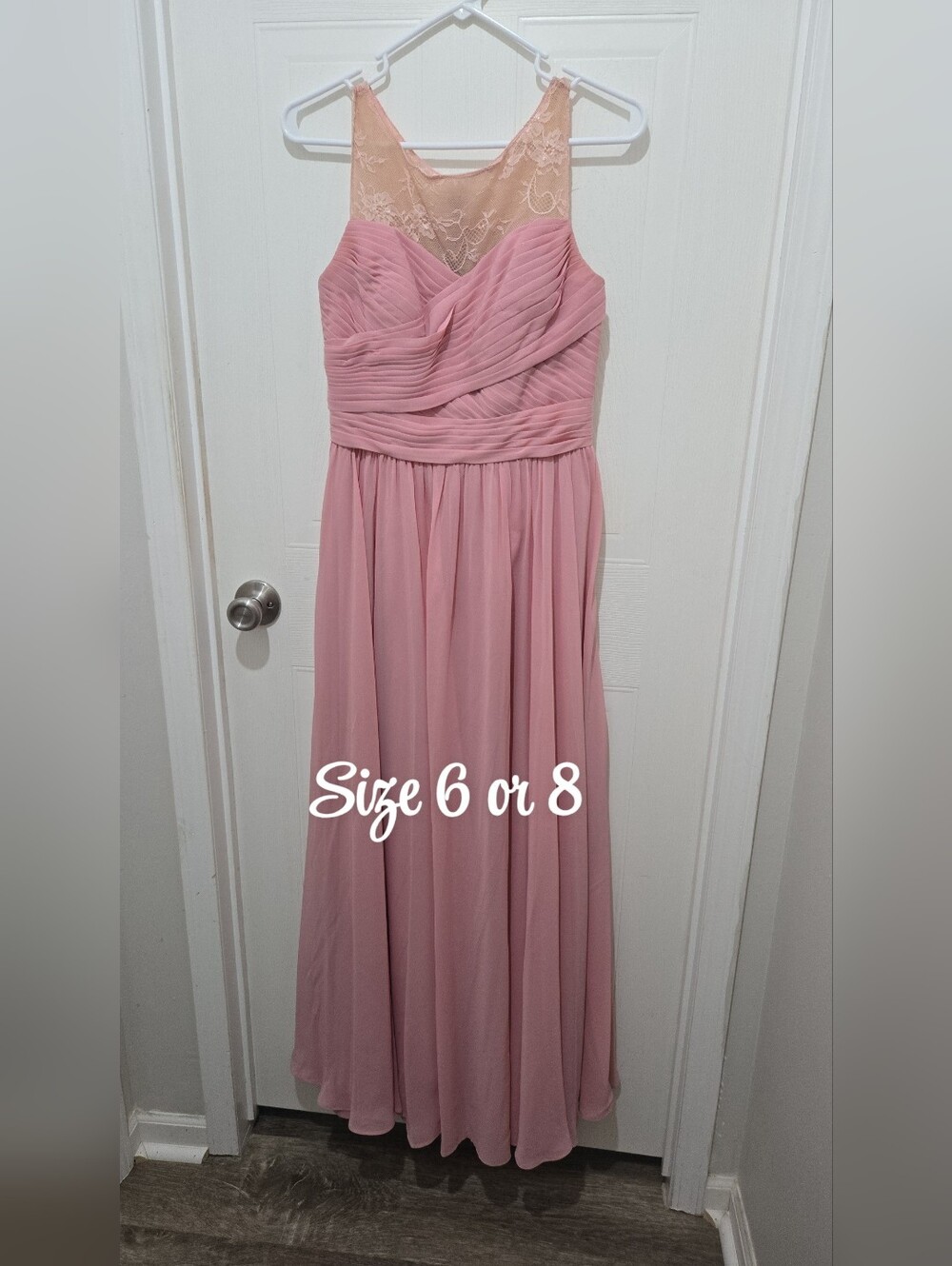 Pink Chiffon Illusion Neck Maxi Dress